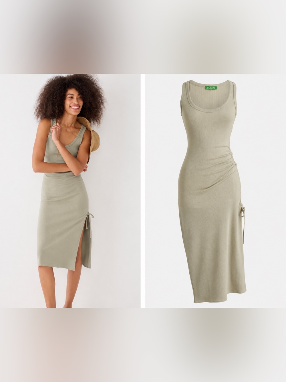 NWT J. Crew Ruched Midi Dress w/ Side Slit size M